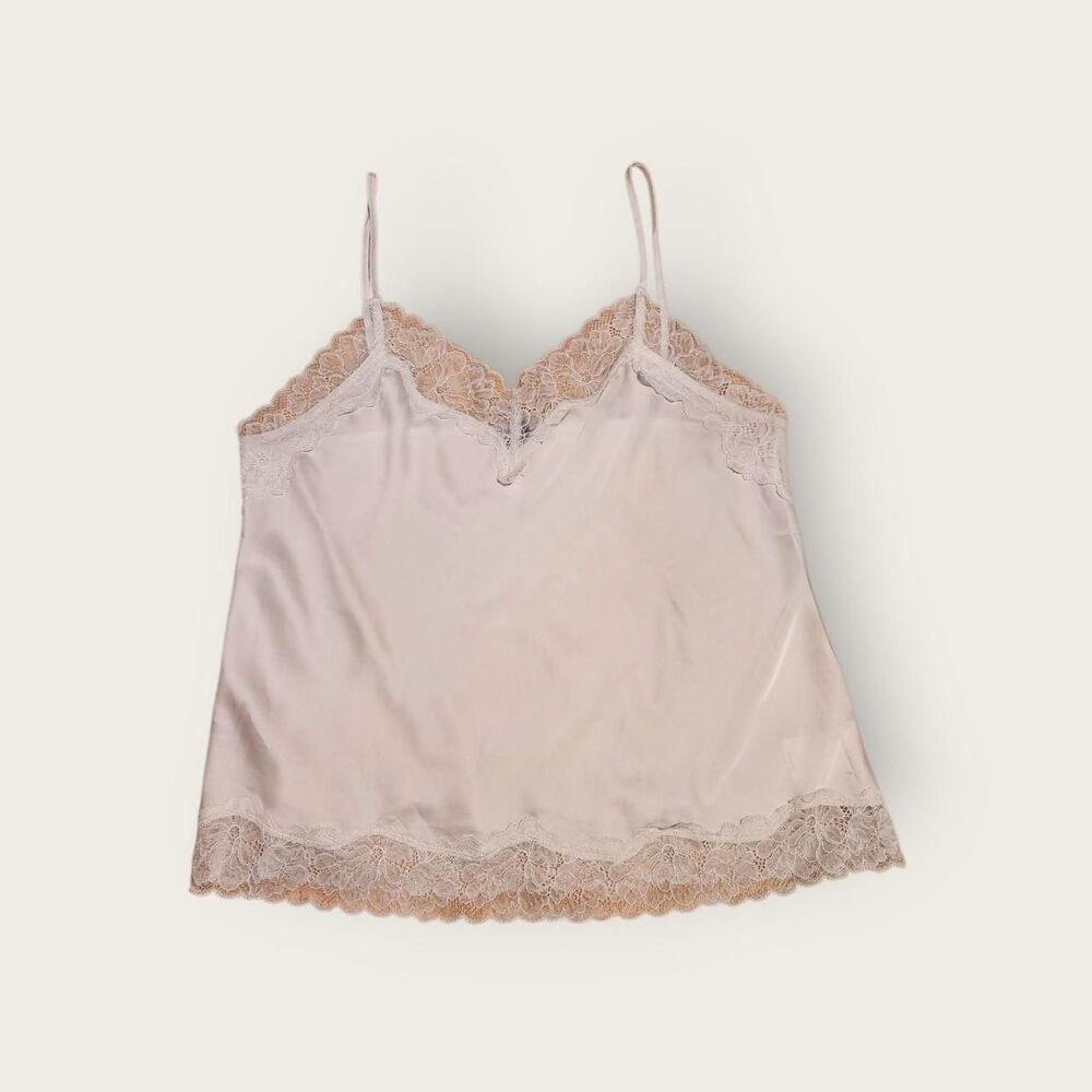 Vintage Y2k early 2000s Express white lace trim adjustable strap camisole tank